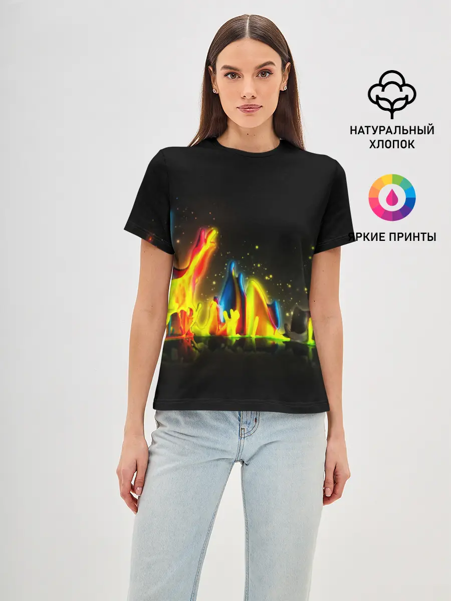 Женская базовая футболка / КРАСКИ В НЕОНЕ