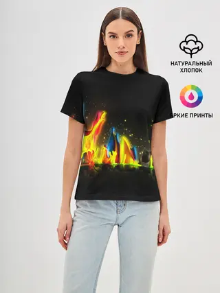 Женская базовая футболка / КРАСКИ В НЕОНЕ