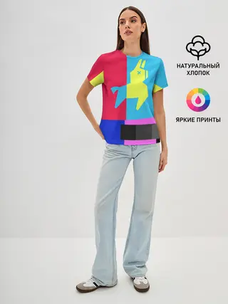 Женская базовая футболка / Лама Фортнайт