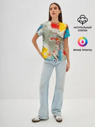 Женская базовая футболка / Буйство красок 3D