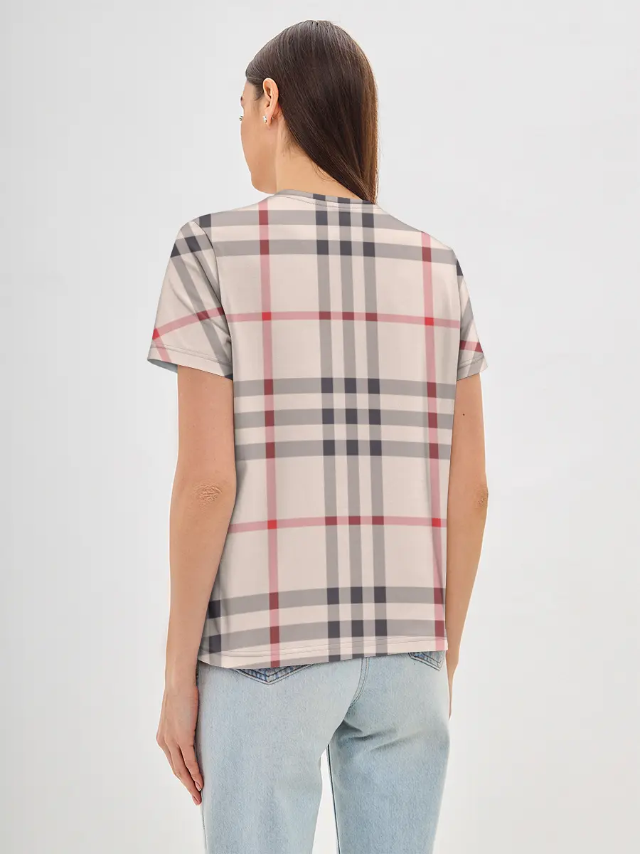 Женская базовая футболка / Светлая клетка