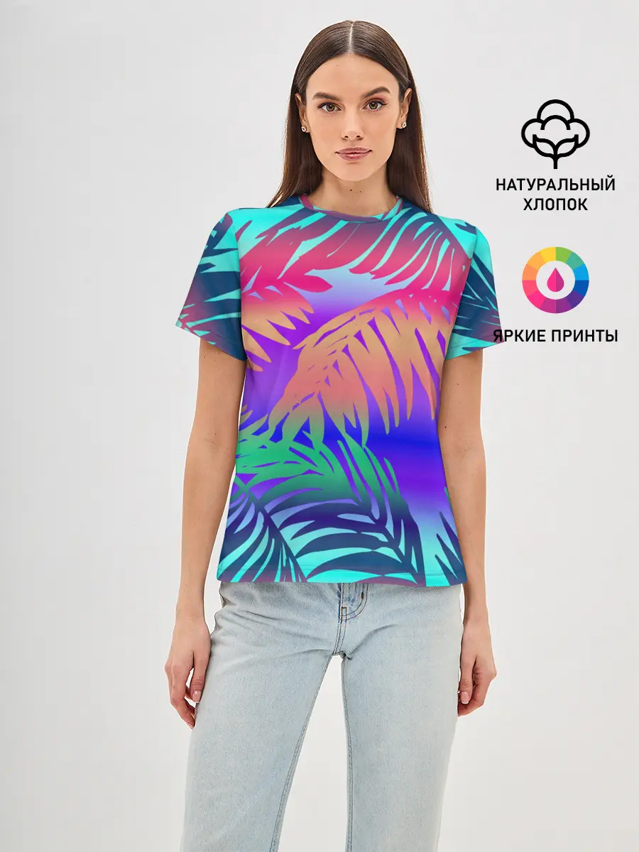 Женская базовая футболка / НЕОНОВЫЕ ПАЛЬМЫ