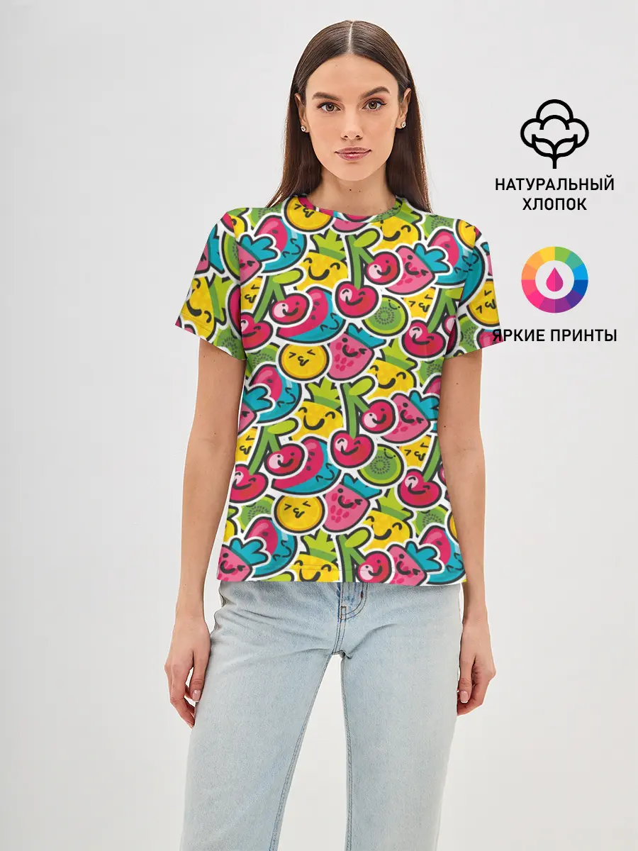 Женская базовая футболка / Лето. Ягоды. Фрукты