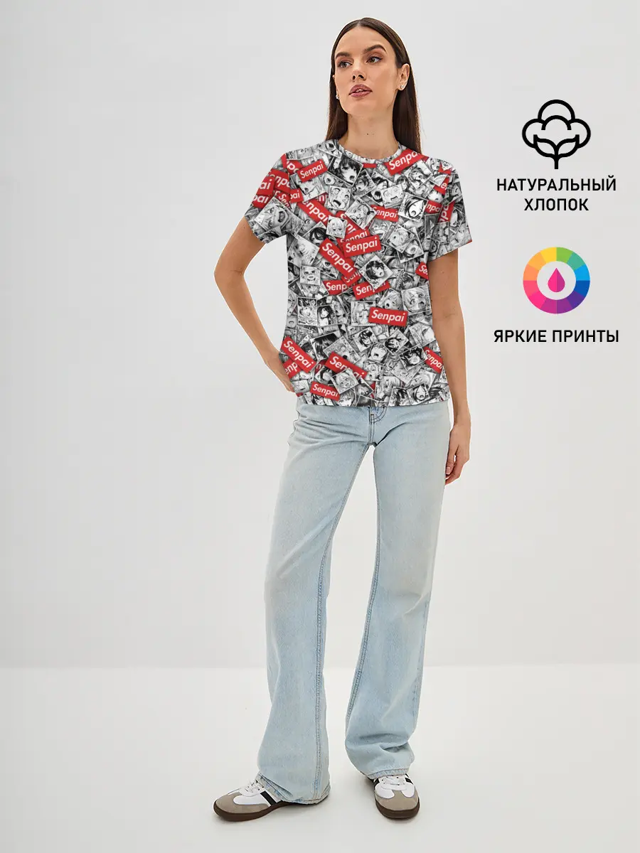Женская базовая футболка / Senpai ahegao