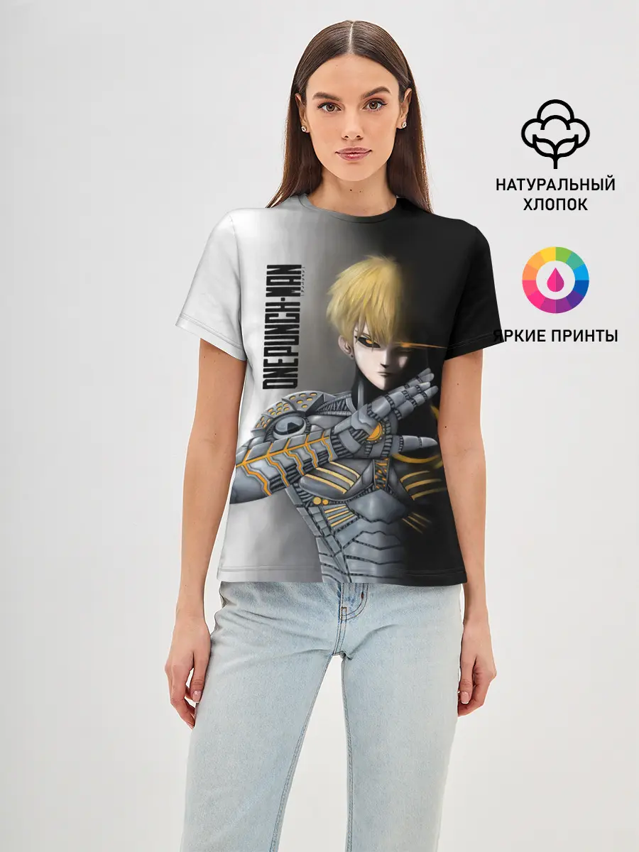 Женская базовая футболка / Металлическое тело Геноса One Punch-Man