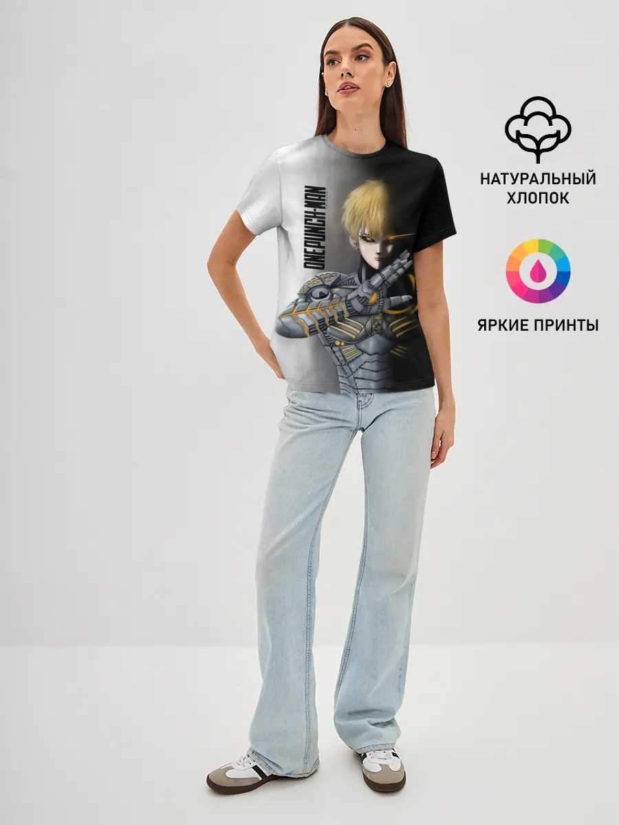 Женская базовая футболка / Металлическое тело Геноса One Punch-Man