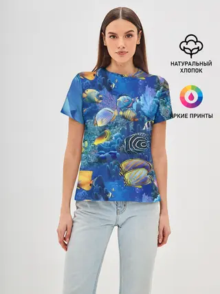 Женская базовая футболка / Коралловые рыбки