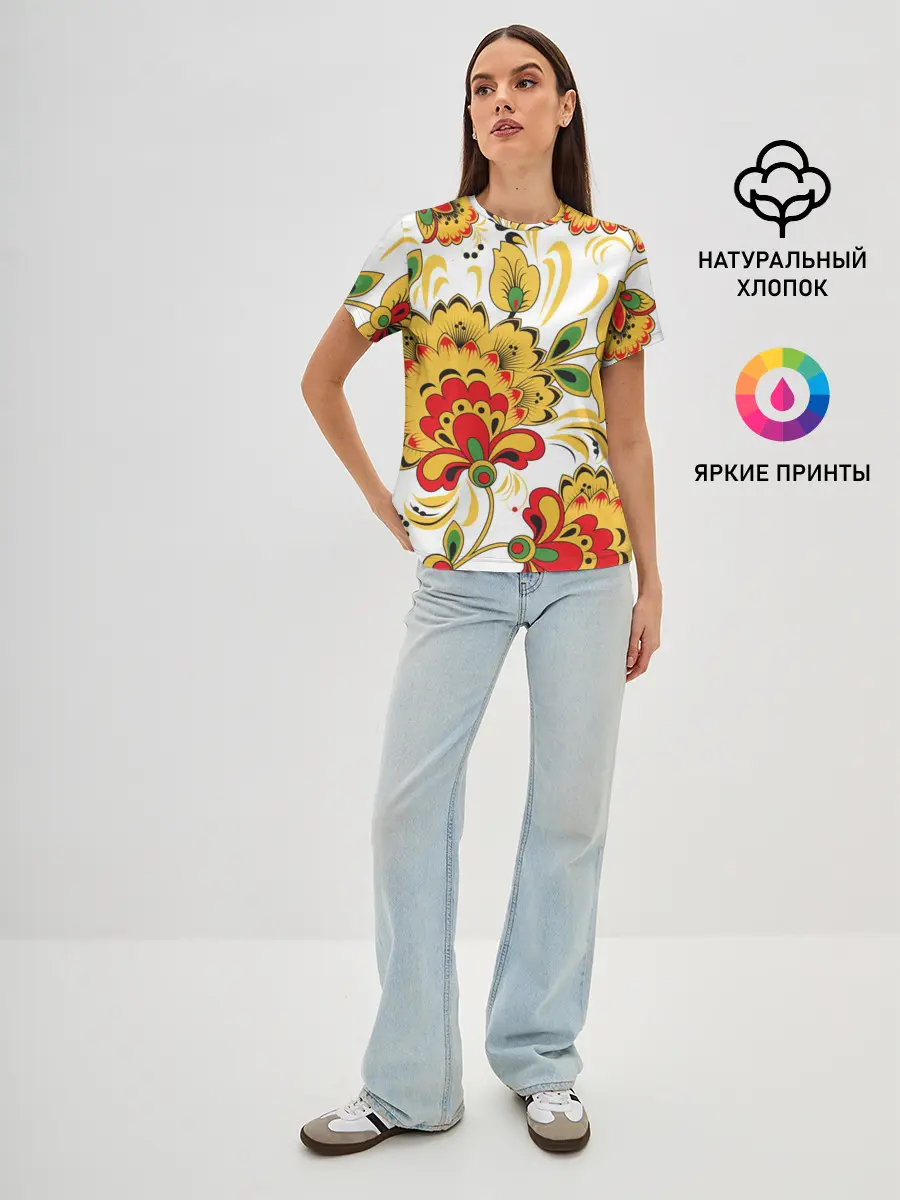 Женская базовая футболка / Хохлома