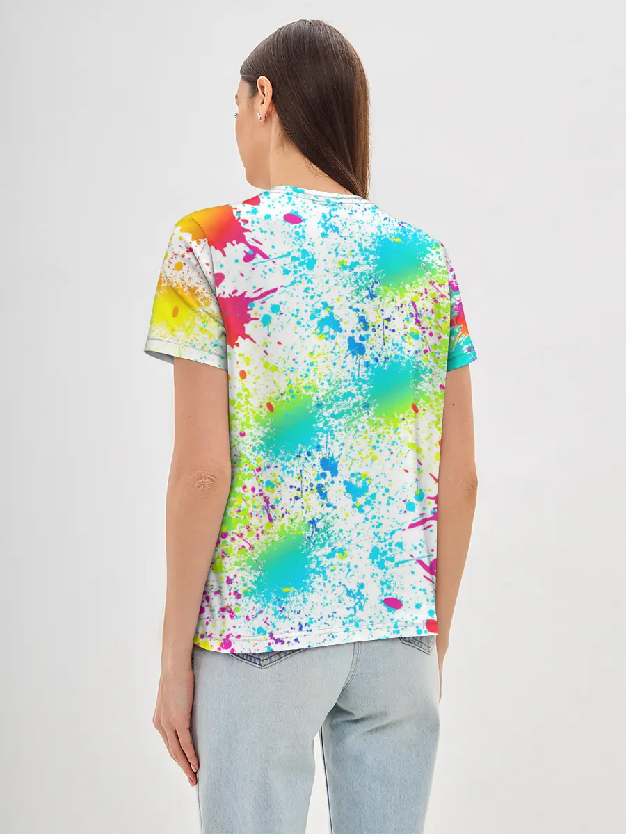 Женская базовая футболка / БРЫЗГИ НЕОНА