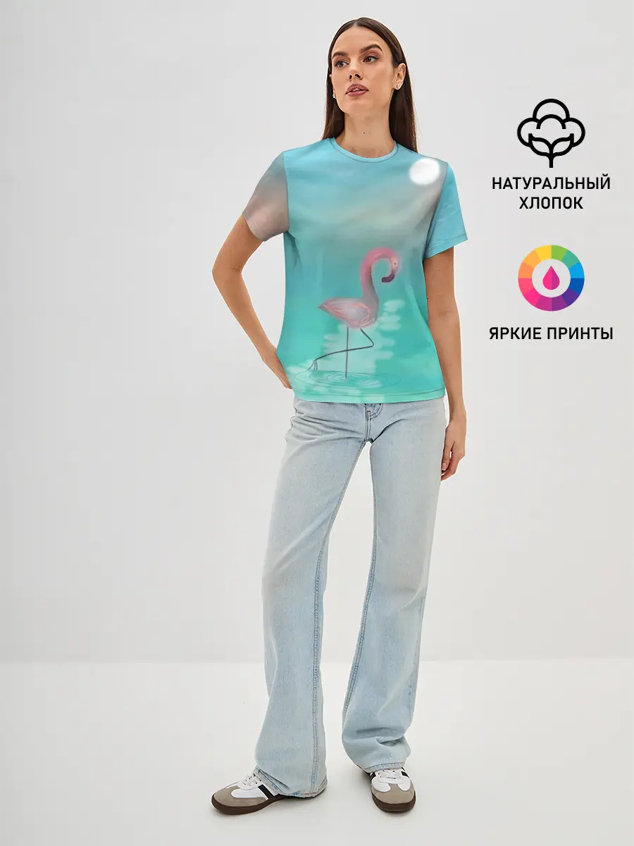 Женская базовая футболка / Фламинго