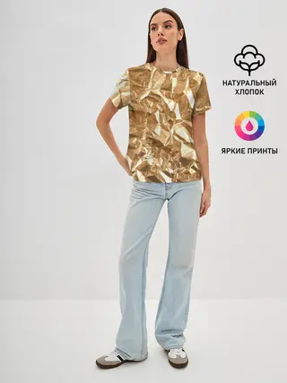 Женская базовая футболка / Мятая Фольга
