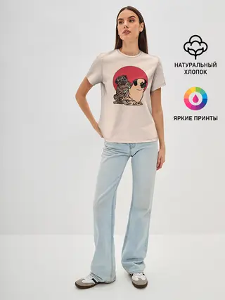 Женская базовая футболка / Мопсы | Тату мастер