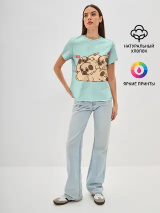 Женская базовая футболка / Мопсы