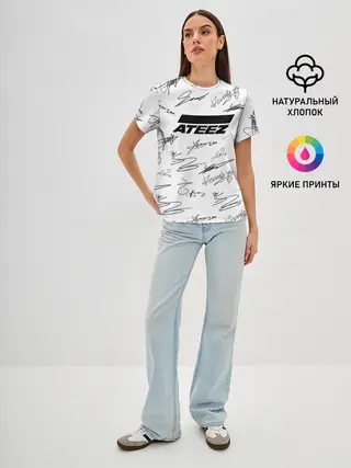 Женская базовая футболка / ATEEZ АВТОГРАФЫ