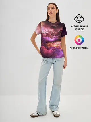 Женская базовая футболка / закат абстракция