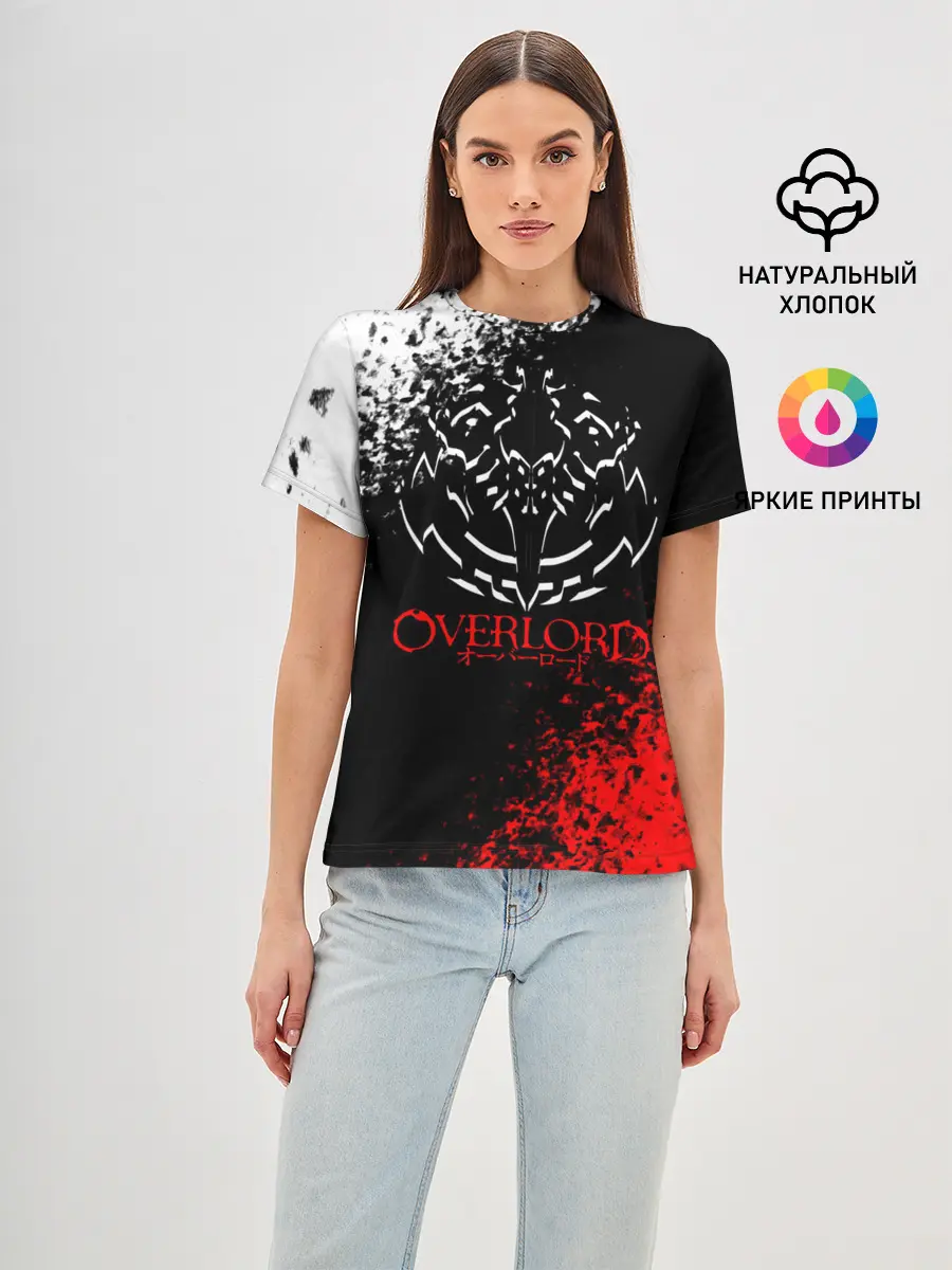 Женская базовая футболка / Оверлорд лого краснобелый