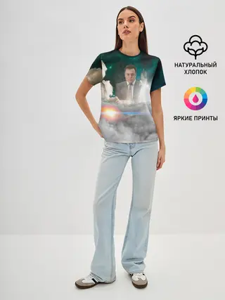 Женская базовая футболка / Elon Musk Thinker