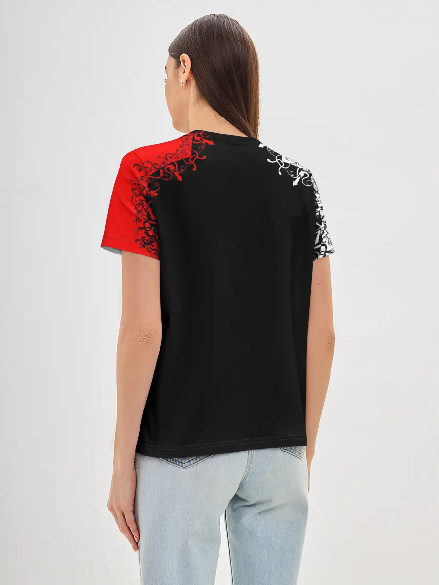 Женская базовая футболка / Red White Skull - Череп