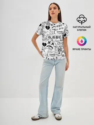 Женская базовая футболка / LIL PEEP | ЛИЛ ПИП LOGOBOMBING