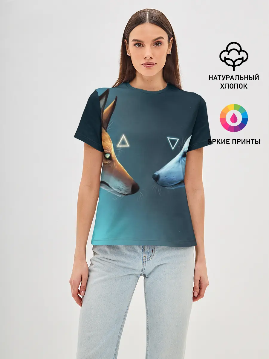 Женская базовая футболка / ЛИСА И ВОЛК