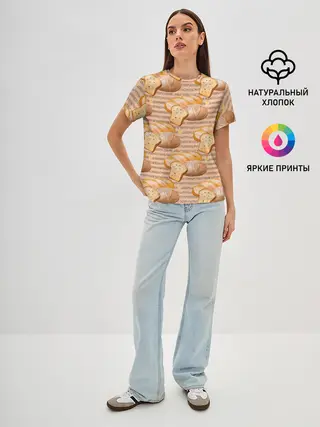 Женская базовая футболка / Выпечка - хлеб и булочки