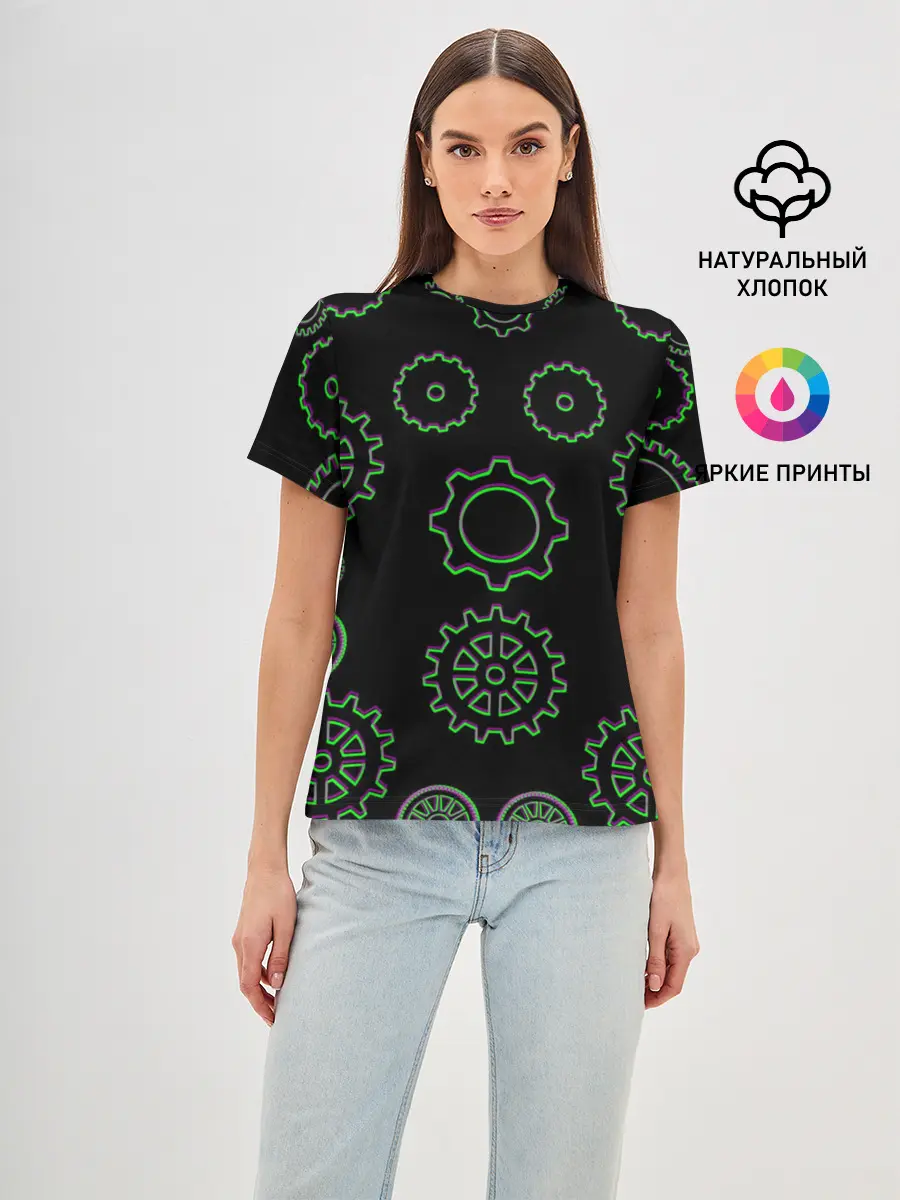 Женская базовая футболка / Шестерёнки Стимпанк