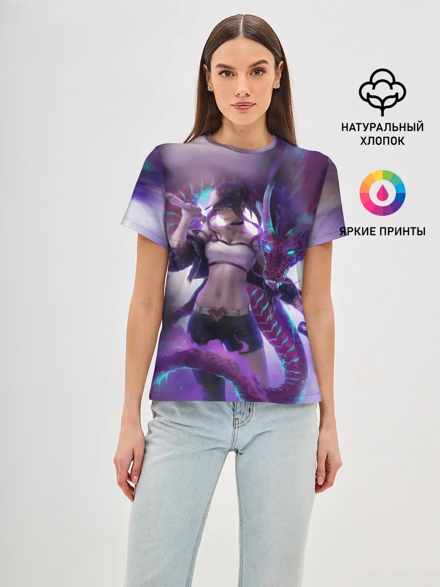 Женская базовая футболка / LEAGUE OF LEGENDS AKALI / ЛИГА ЛЕГЕНД АКАЛИ