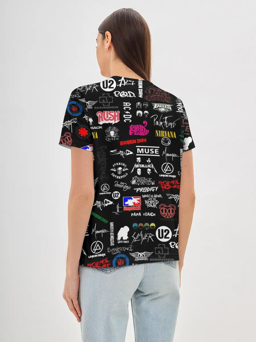 Женская базовая футболка / ЛОГОТИПЫ РОК ГРУПП | PATTERN