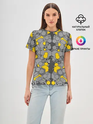 Женская базовая футболка / абстракция киберпанк