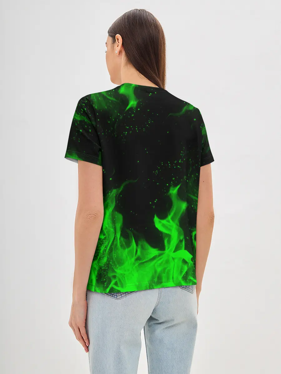 Женская базовая футболка / ЗЕЛЁНЫЙ ОГОНЬ | GREEN FIRE