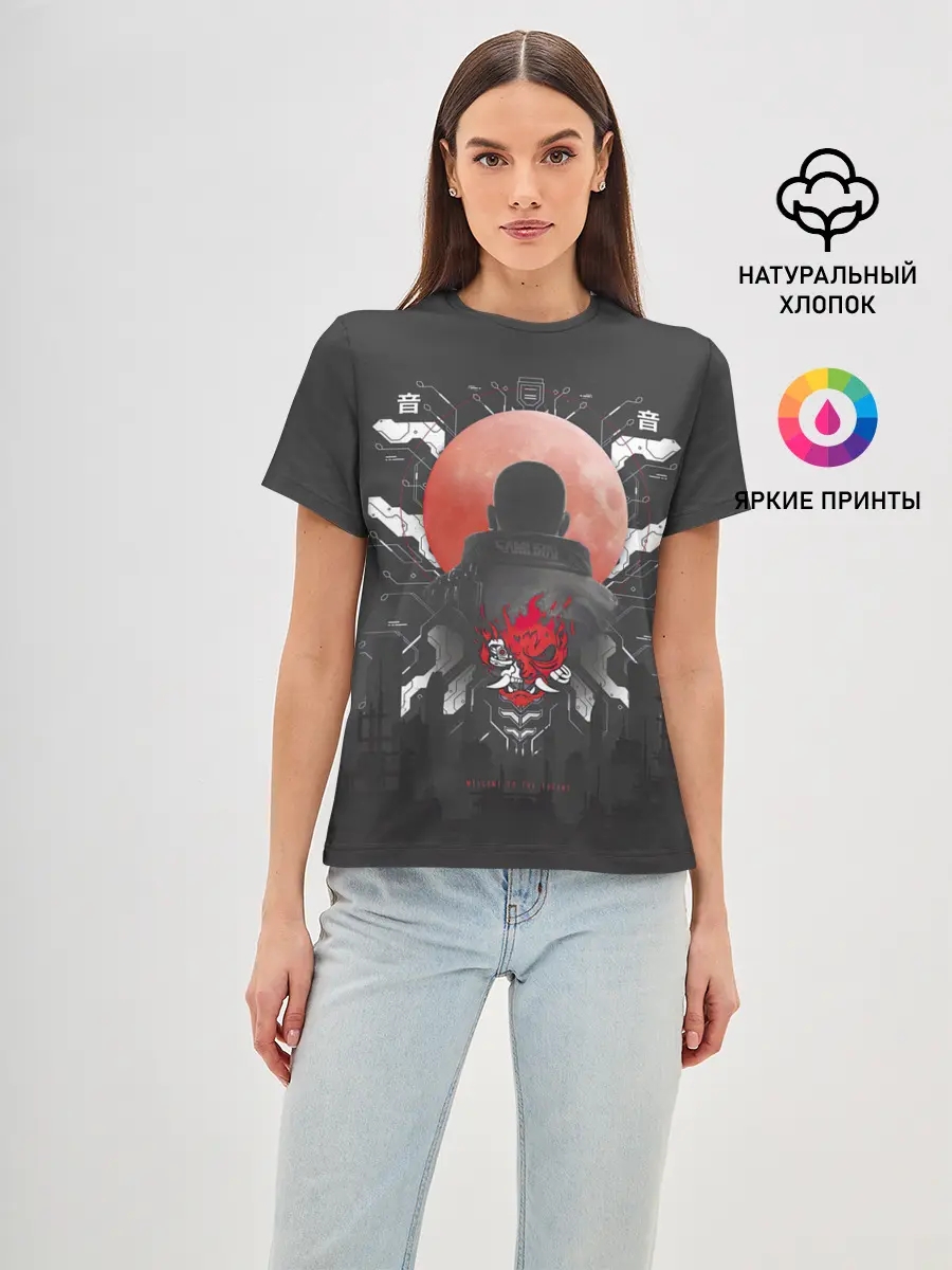 Женская базовая футболка / Cyberpunk 2077 WELCOME TO THE FUTURE