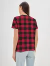 Женская базовая футболка / Красный паттерн крупная клетка