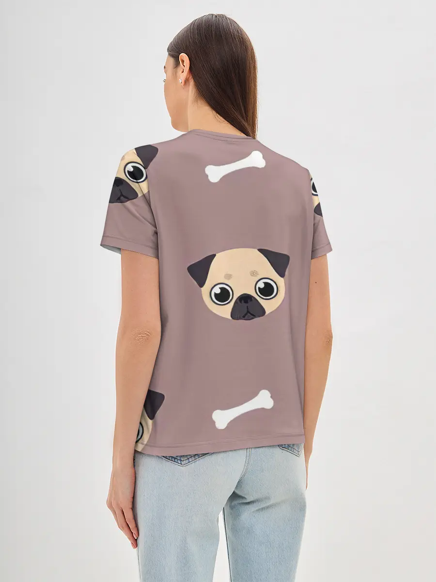 Женская базовая футболка / Мопсины мордашки