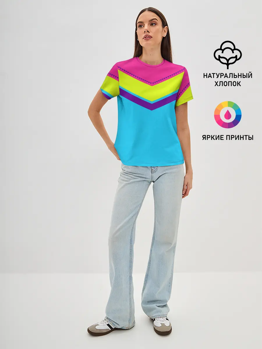 Женская базовая футболка / Цветные треугольники_голубой