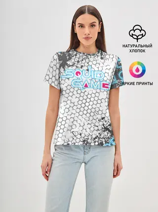 Женская базовая футболка / Игра в кальмара Неон