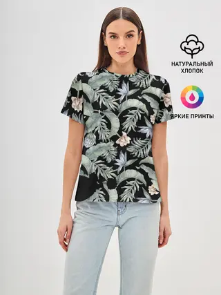 Женская базовая футболка / Summer leaves