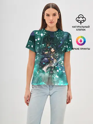 Женская базовая футболка / Сяо | Геншин Импакт