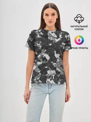 Женская базовая футболка / Gray Camouflage