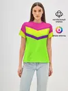 Женская базовая футболка / Цветные треугольники_ салатовы