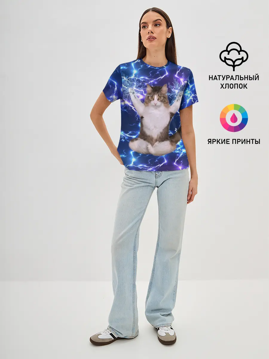Женская базовая футболка / Грозовой Котик