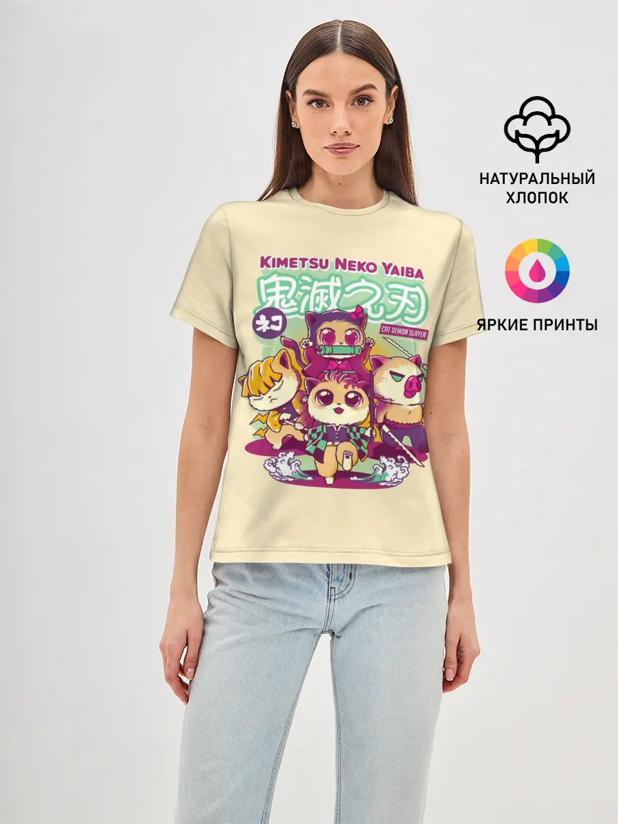 Женская базовая футболка / Kimetsu Neko Yaiba