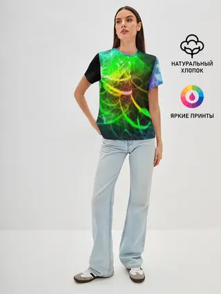 Женская базовая футболка / ЗЕЛЕНЫЙ НЕОН