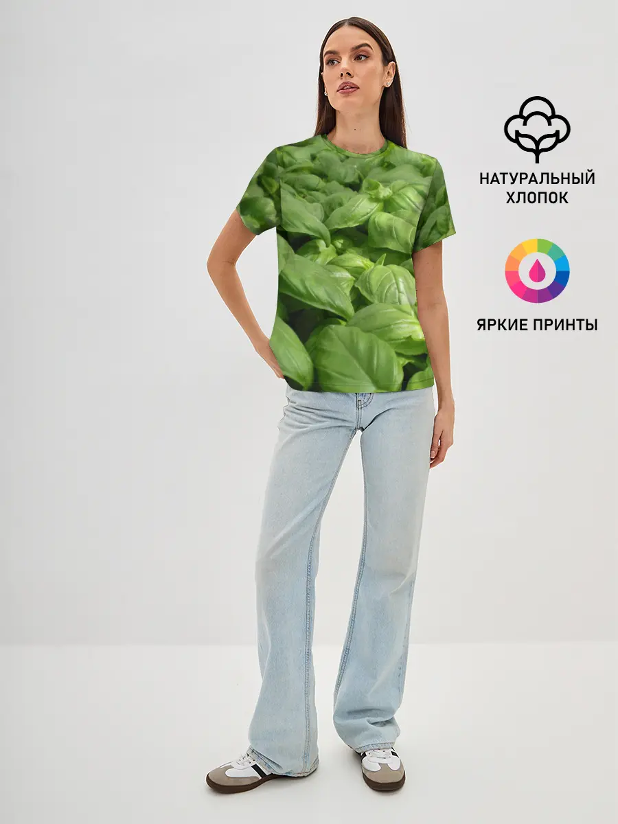 Женская базовая футболка / Неоновый базилик