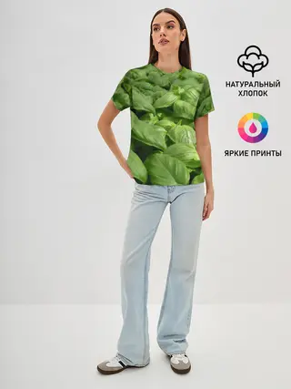 Женская базовая футболка / Неоновый базилик
