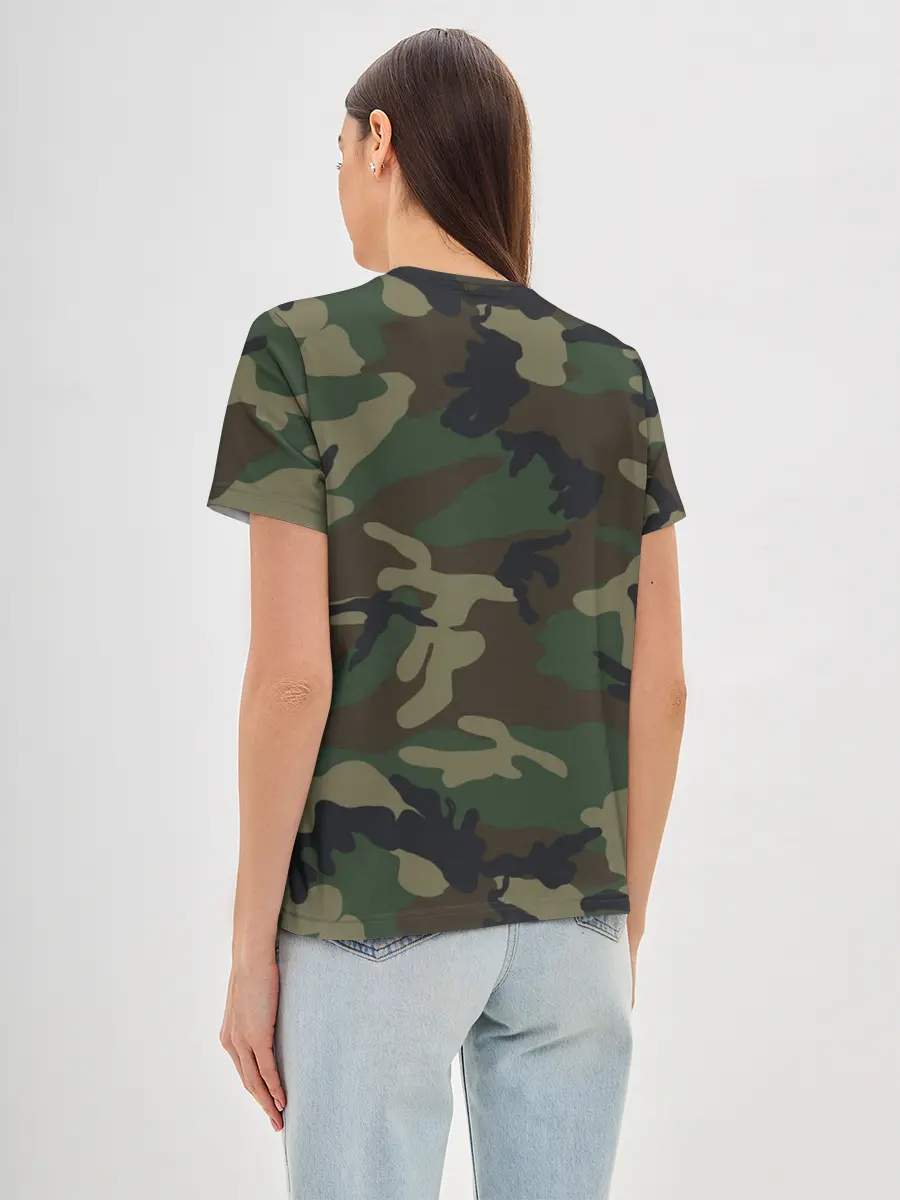 Женская базовая футболка / Рваный камуфляж ВДВ