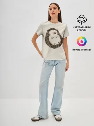 Женская базовая футболка / Пузико Ежика