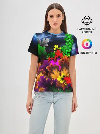Женская базовая футболка / КИСЛОТНАЯ АБСТРАКЦИЯ