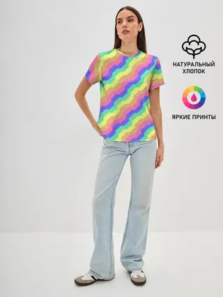 Женская базовая футболка / Радужные волны