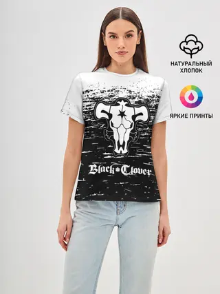 Женская базовая футболка / Чёрный клевер: Бык.