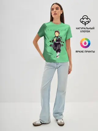 Женская базовая футболка / Танджиро Камадо Kimetsu no Yaiba